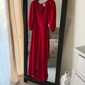 DKNY Vibrant Red Long Sleeve Dress